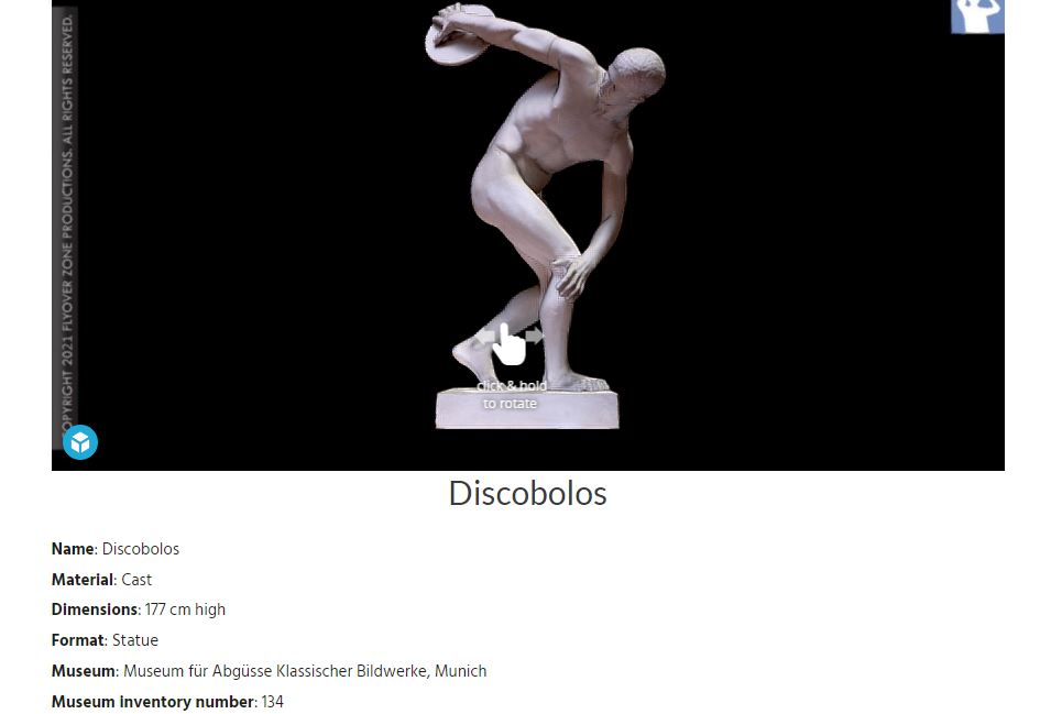3D Modell der Statue des Diskobol von Myron aus dem Museum für Abgüsse